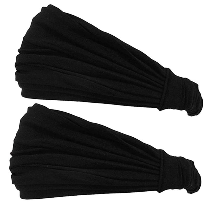 Charm Black 2-Pack Japanese Bandana Headbands for Men and Women â€“ Comfortable Head Bands with Elastic Secure Snug Fit Ideal Runners Fitness Sports Football Tennis Stylish Lightweight M - Image 1